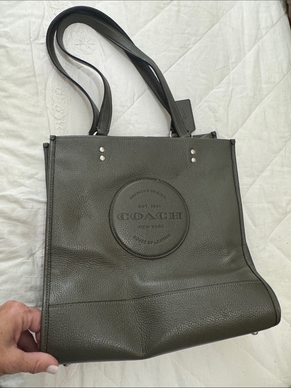 Coach Olive Pebbled Leather Shoulder Tote